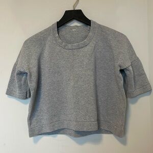 lululemon Bhakti Reality Short Sleeve Cropped Knit Crew Sweater, Heather Grey